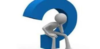 A stylised figure sitting beside a large question mark